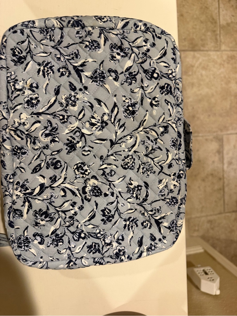Vera Bradley Blue and Navy Floral Quilted Cosmetic Pouch